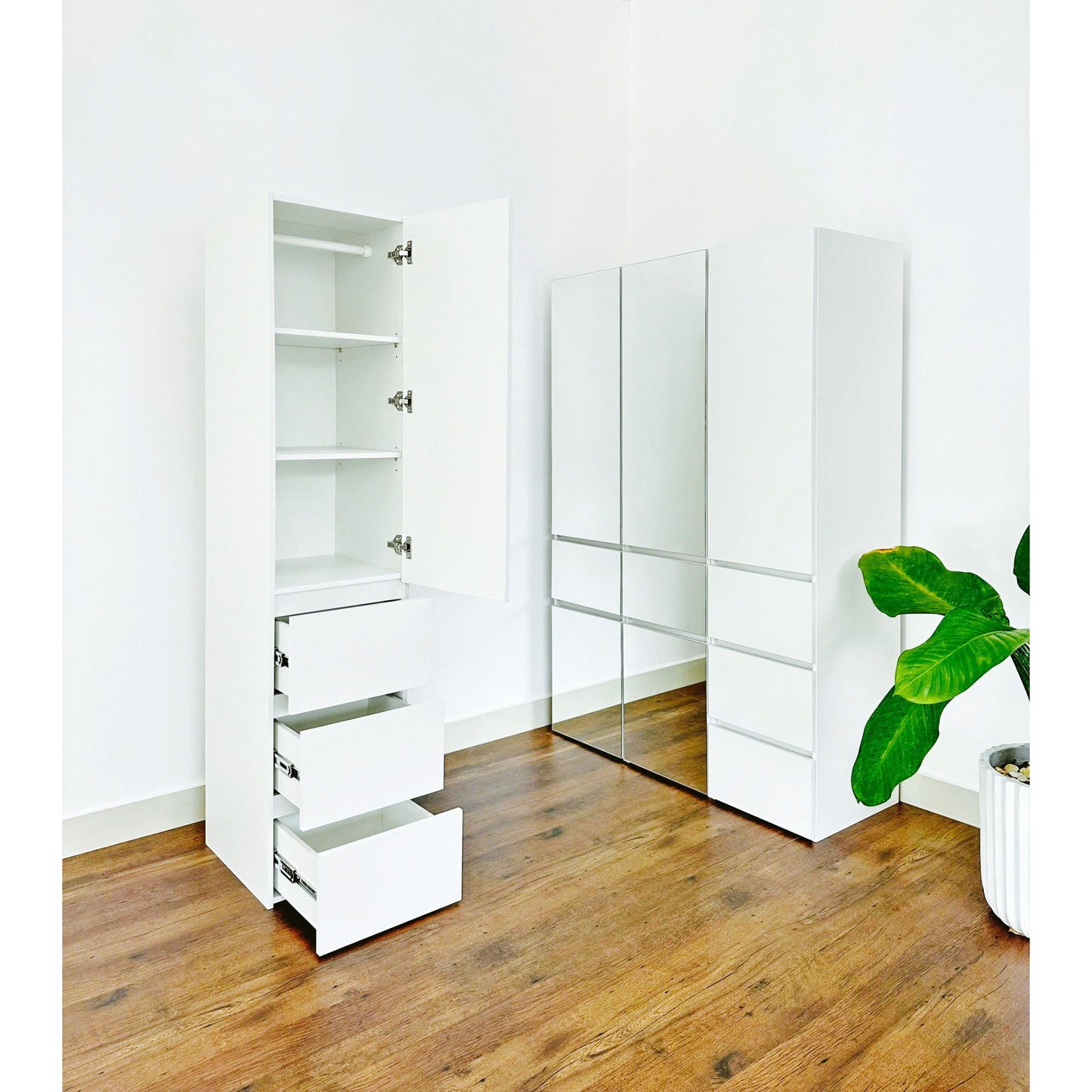 Elise - Slim Modular Closet Cabinet With Drawers - White