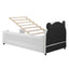 Upholstered Daybed With Bear Shaped Headboard, Hydraulic System And Breathable Fence