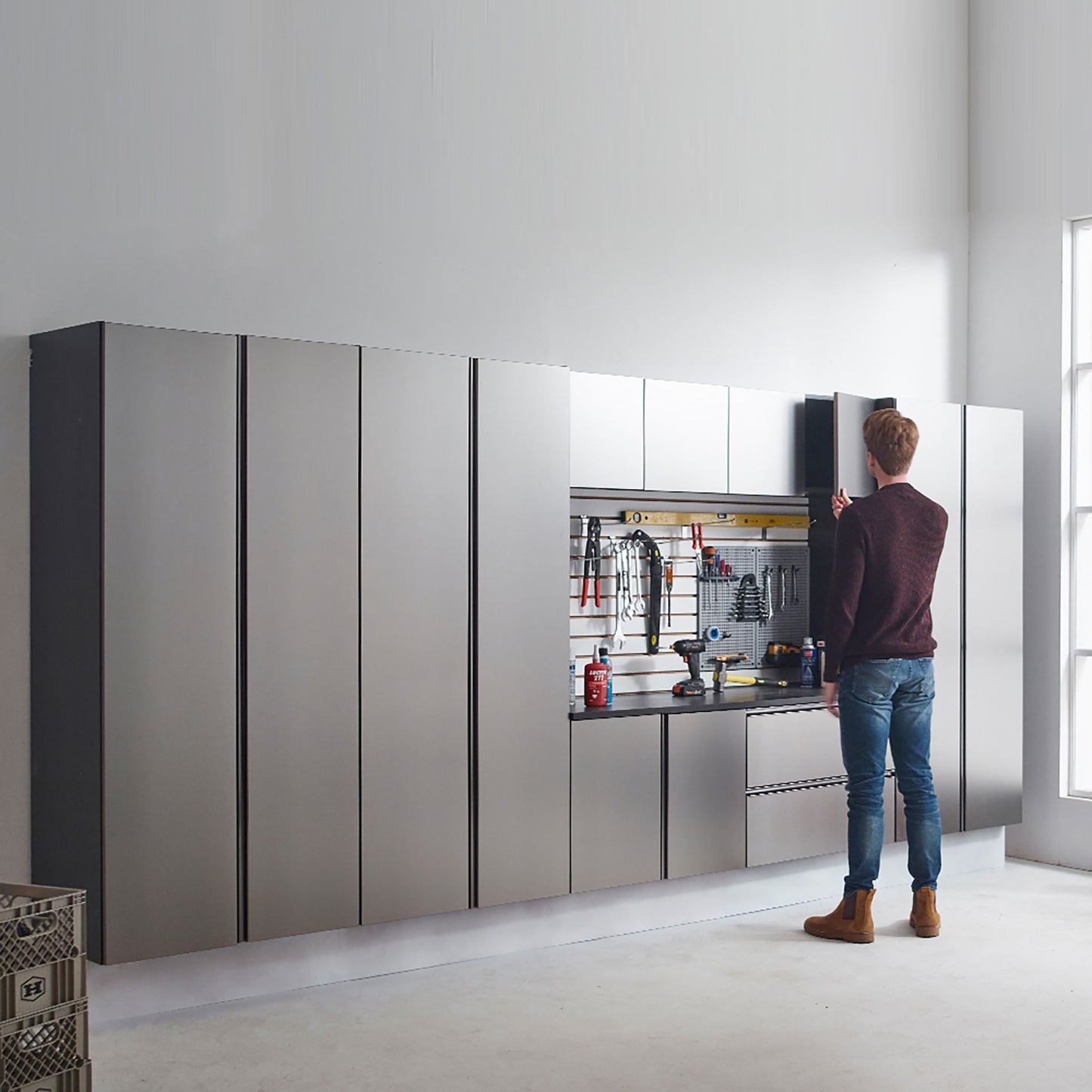 Nova Series - Drawer Wall Mounted Garage Cabinet - Dark Gray