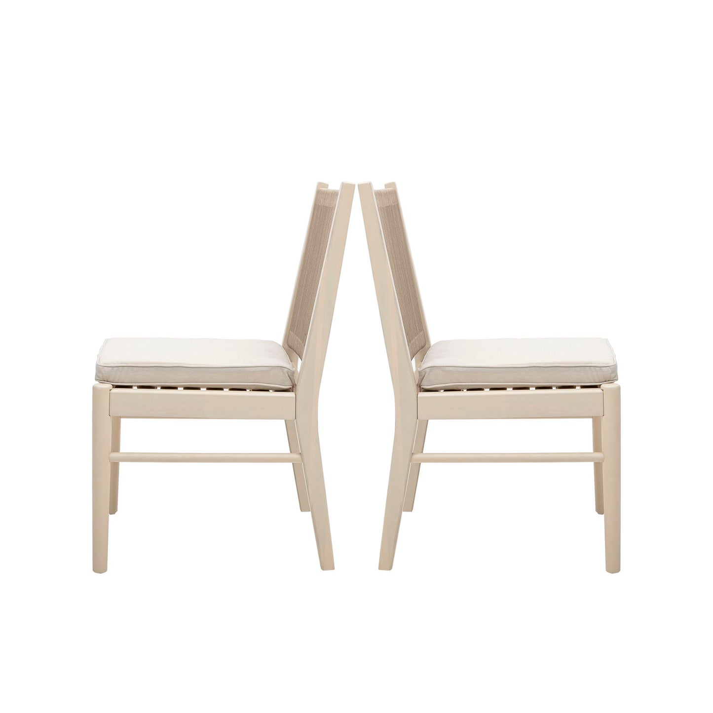 Cordoba - Dining Chair (Set of 2) With Acacia Wood Frame And Water Repellent Fabric - Beige / Yellow