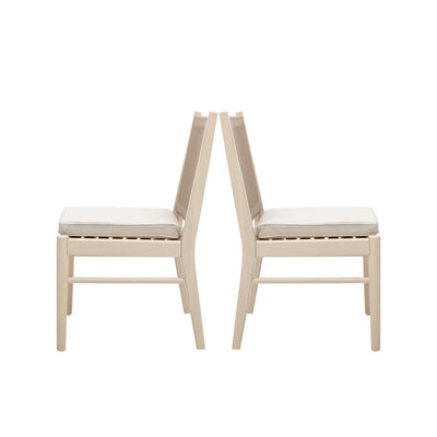 Cordoba - Dining Chair (Set of 2) With Acacia Wood Frame And Water Repellent Fabric - Beige / Yellow
