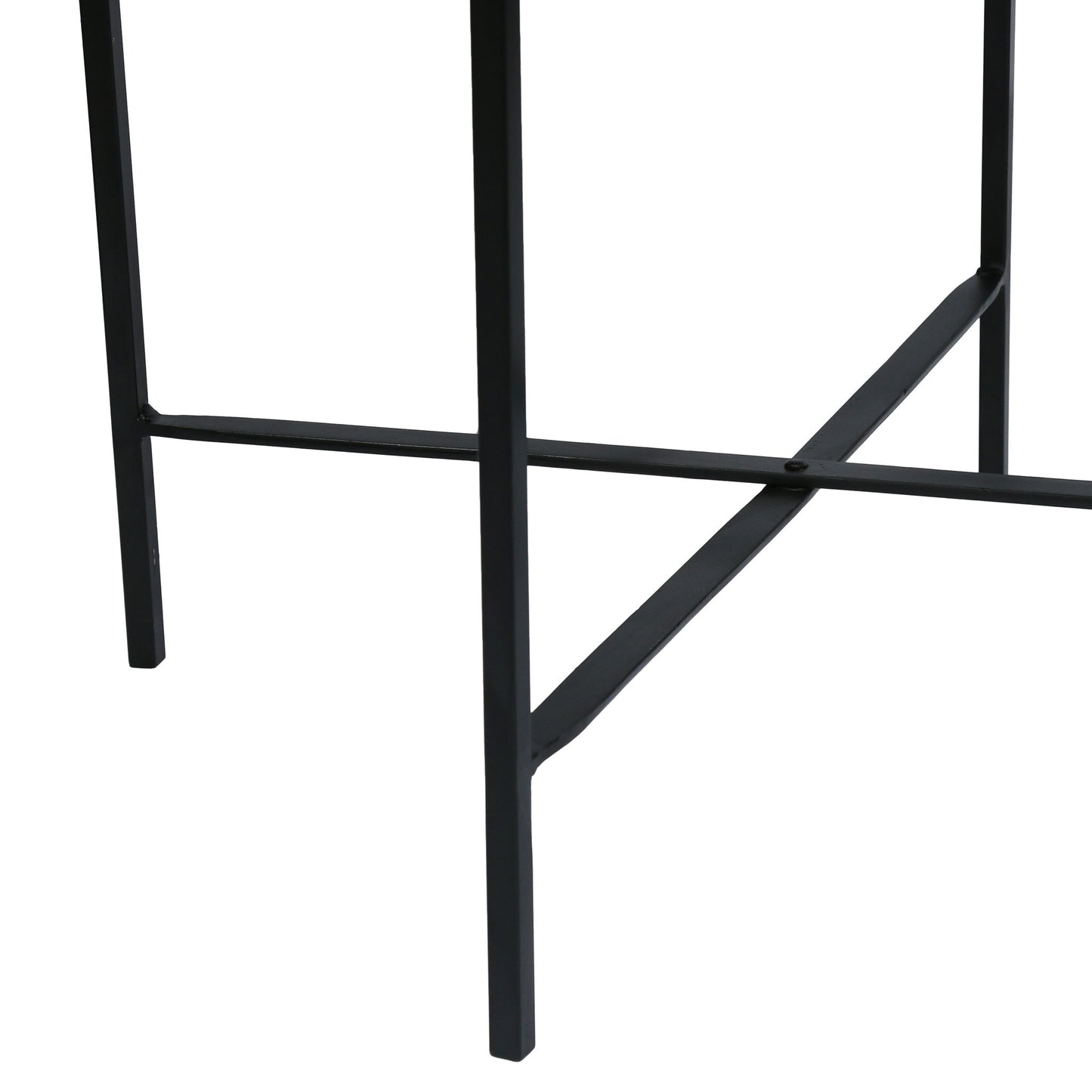 Modern Industrial Round End Table With Tray Top And Foldable Iron Legs - Natural