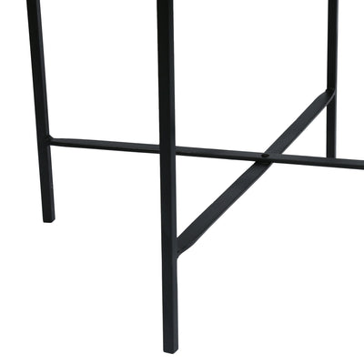 Modern Industrial Round End Table With Tray Top And Foldable Iron Legs - Natural