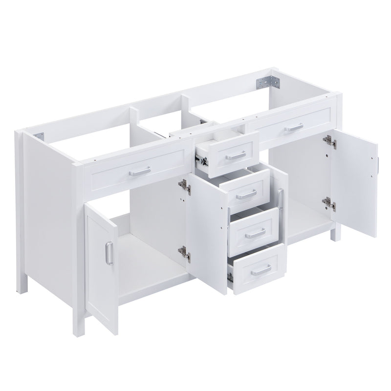 Bathroom Vanity Cabinet Only, Soft Close Doors & Drawers, 4 Drawers & 2 Double Door Cabinets - White