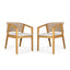 Outdoor Dining Set 1 Table 4 Chairs (Set of 5) - Teak / Beige