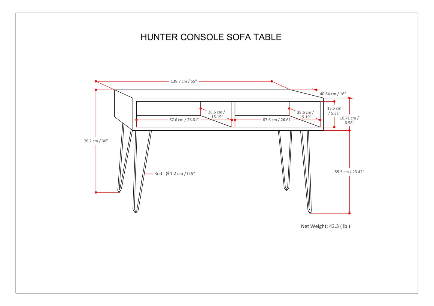 Hunter - Console Sofa Table - Natural