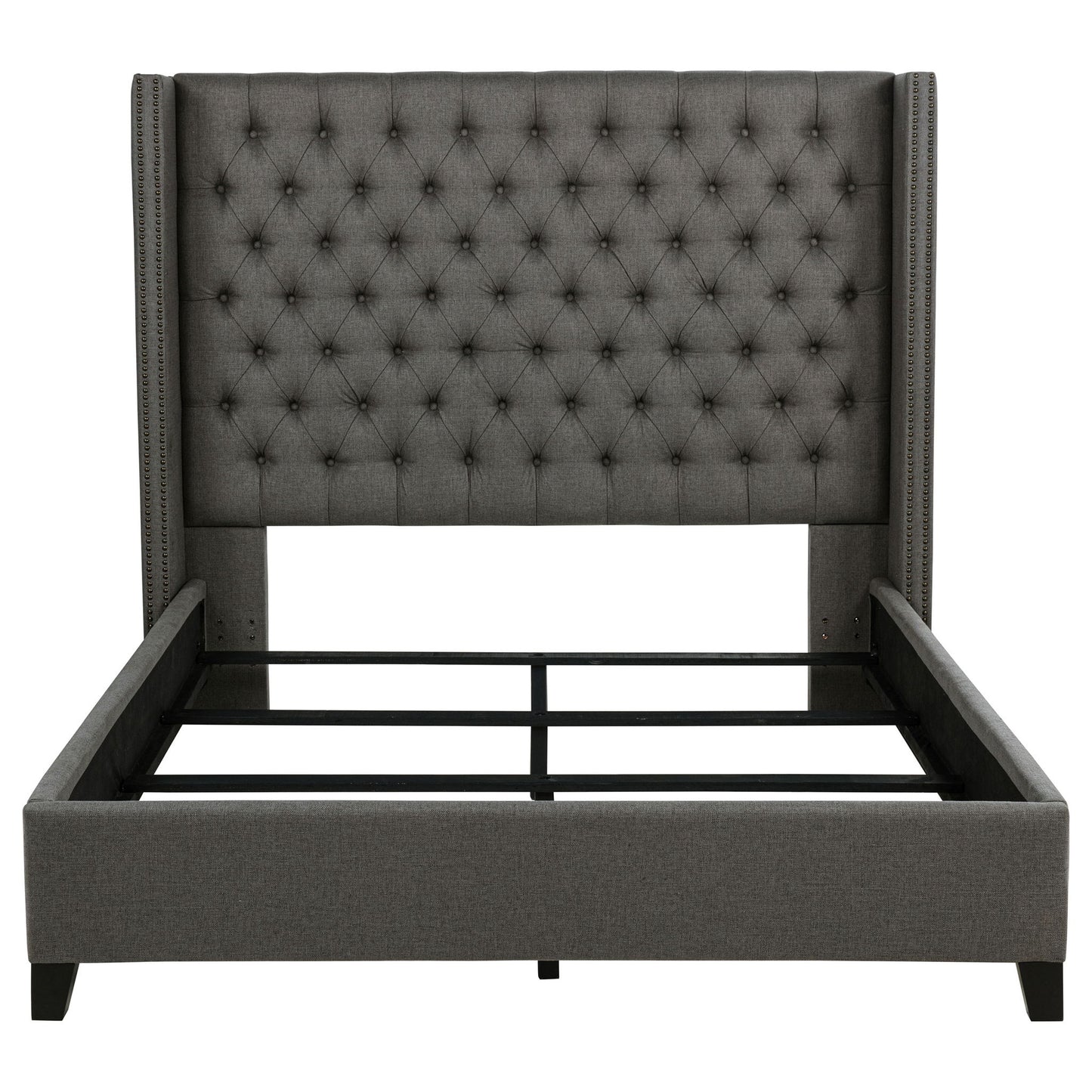 Lendra - Upholstered Wingback Bed With Tufted Headboard