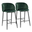 Fran - Pleated Waves Contemporary Fixed Height Counter Stool (Set of 2)