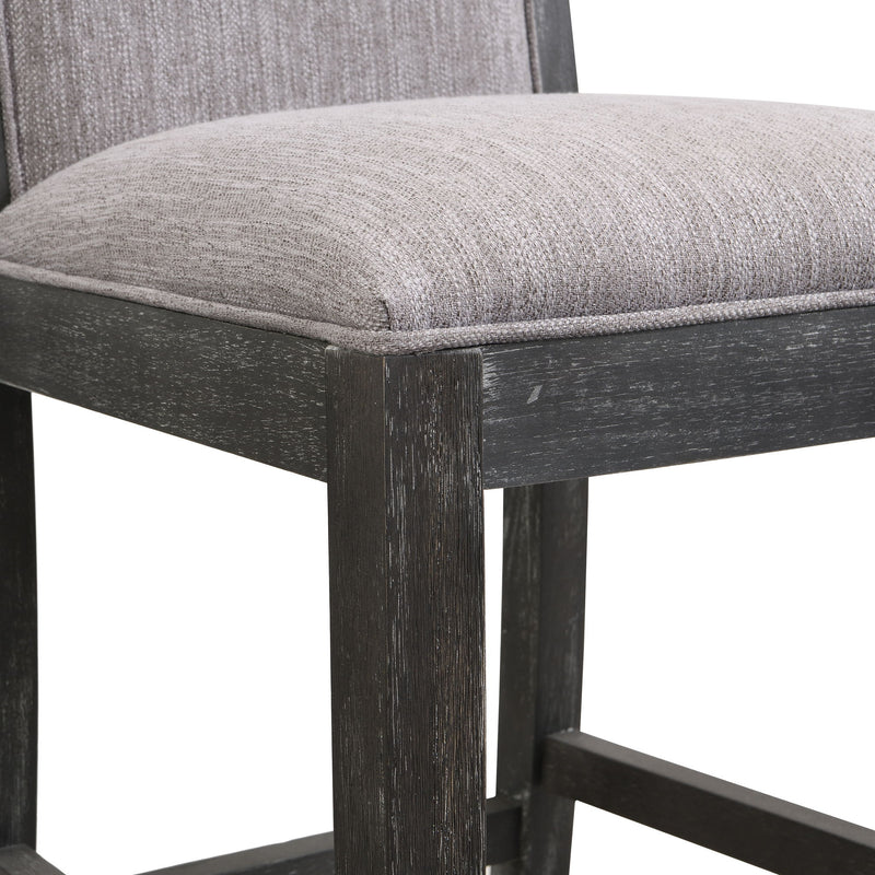 Bar Stools (Set of 2), Rubber Wood Frame, Retro Bar Chairs Suitable For Kitchen Island - Black / Gray