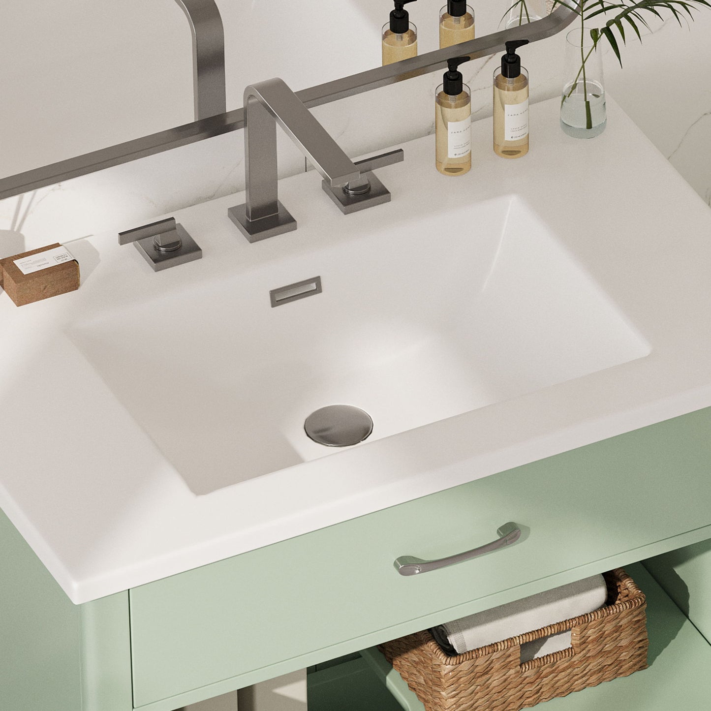 Modern Bathroom Vanity With Tempered Glass Doors