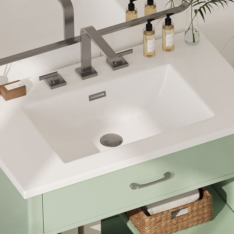 Bathroom Vanity With Glass Doors, Soft Close Hinges - Green