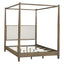 Queen Canopy Bed Frame With Upholstered Headboard - Brown