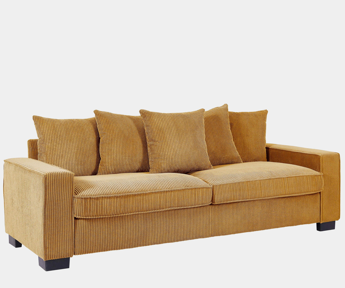 Luxe Sofa With 5 Matching Toss Pillows, Sleek Design, Spacious And Comfortable 3 Seater Couch