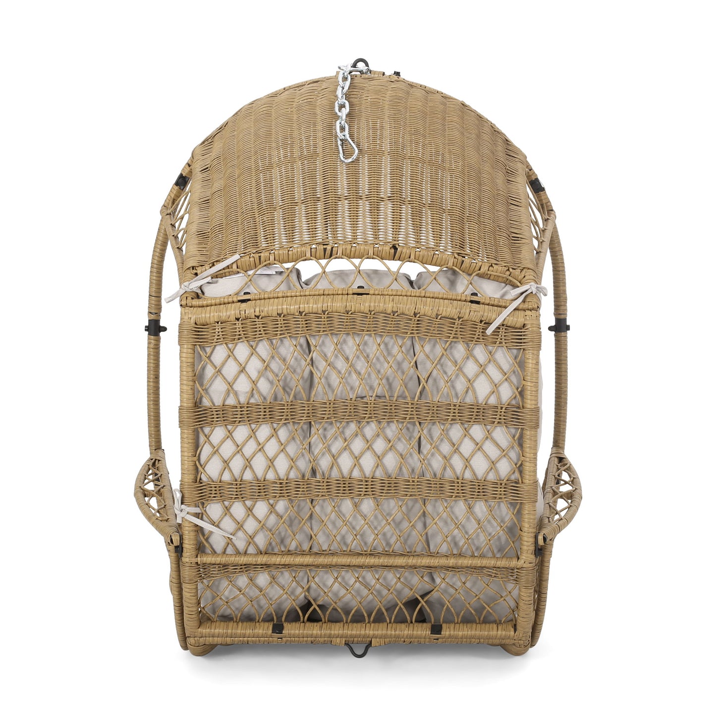 Outdoor / Indoor Wicker Hanging Chair With 8Ft Chain - Light Brown / Beige