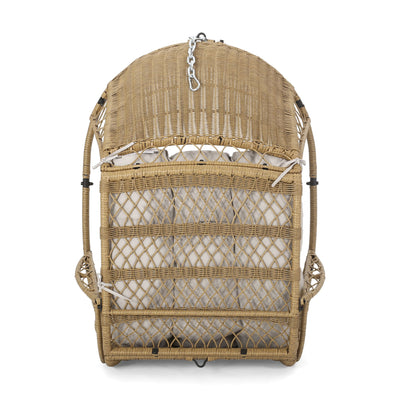Outdoor / Indoor Wicker Hanging Chair With 8Ft Chain - Light Brown / Beige