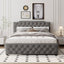 Upholstered Platform Bed With Trundle And 2 Sets Of USB Ports On Each Side, Fabric