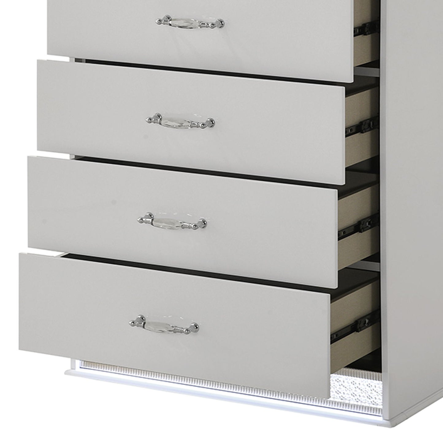 Glam - 5 Drawer Chest & LED Lighting - White