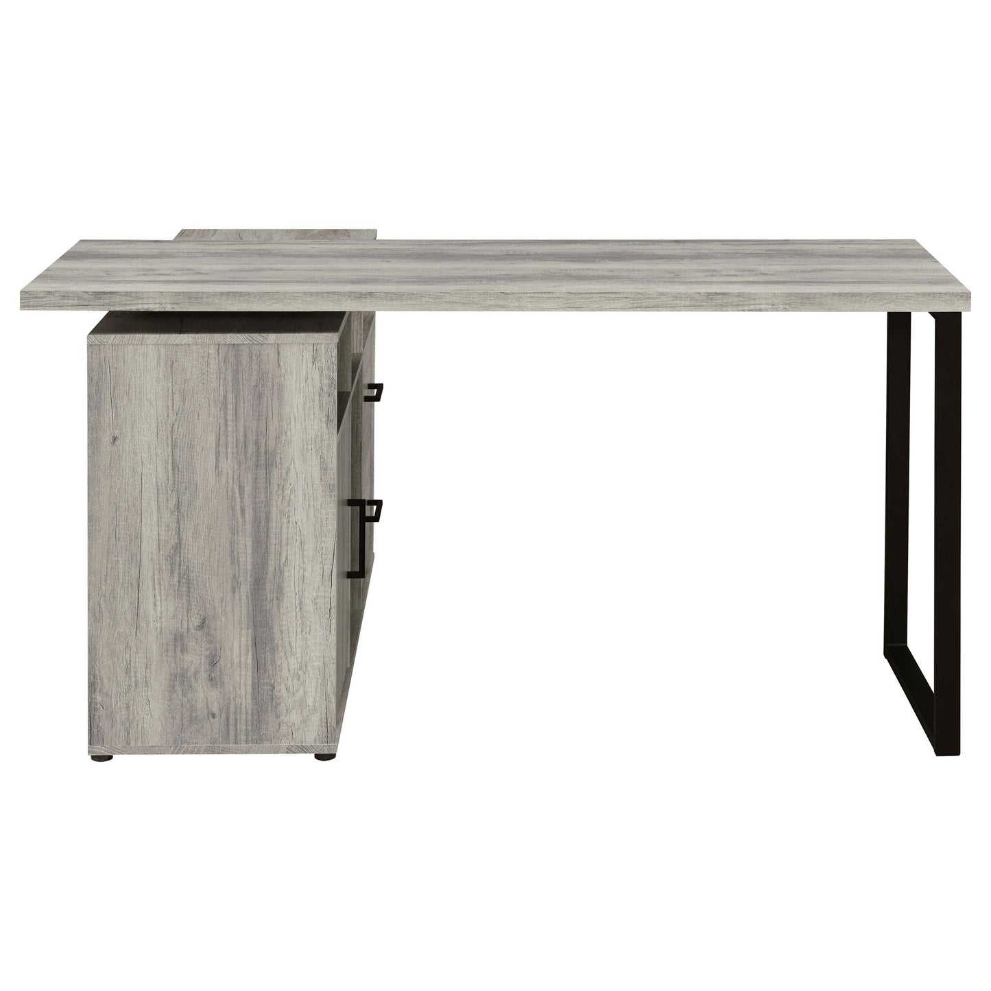 Corrado - L-Shape Office Desk With Storage - Gray