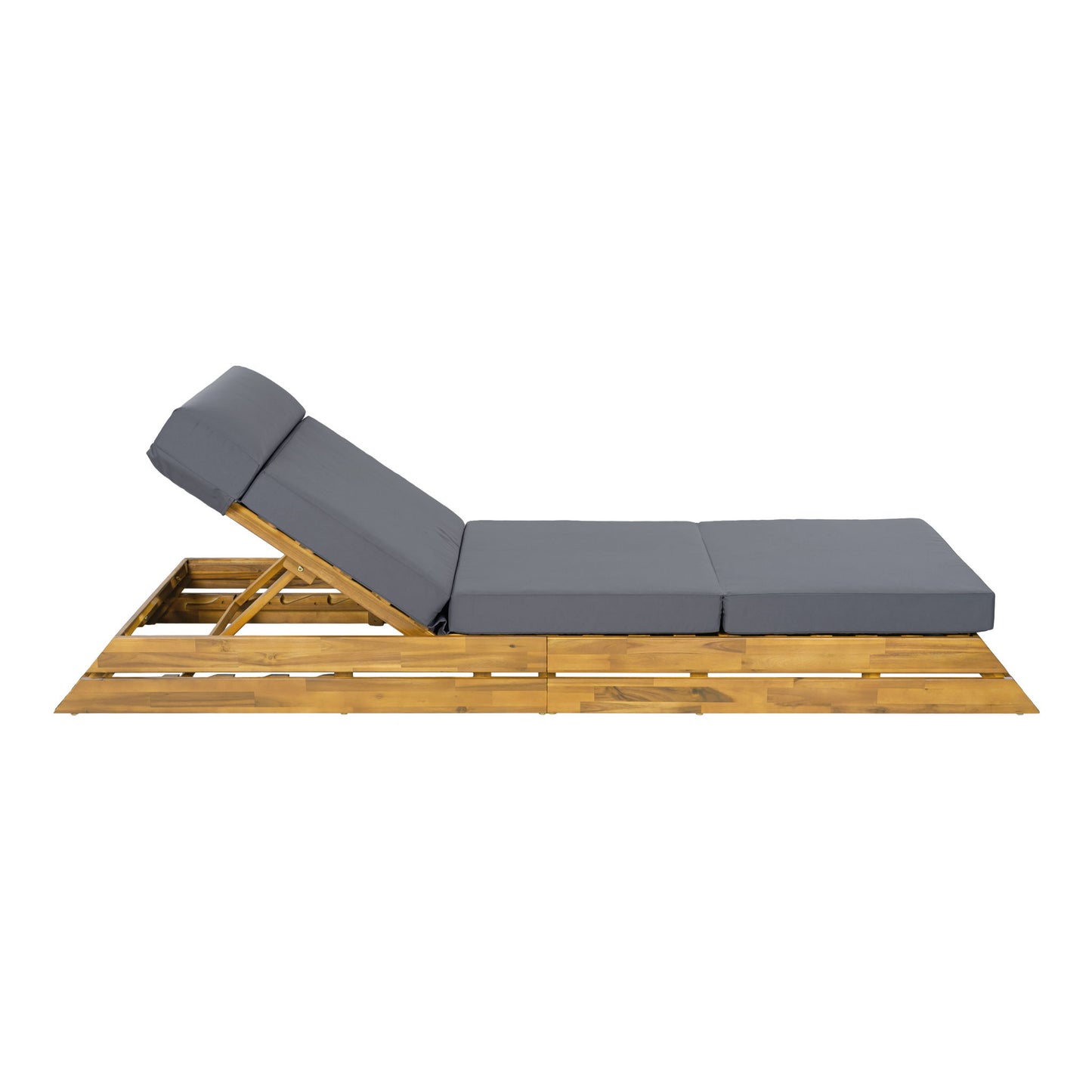 Chaise Lounge Set With 4 Fold Cushion And Built In Headrest
