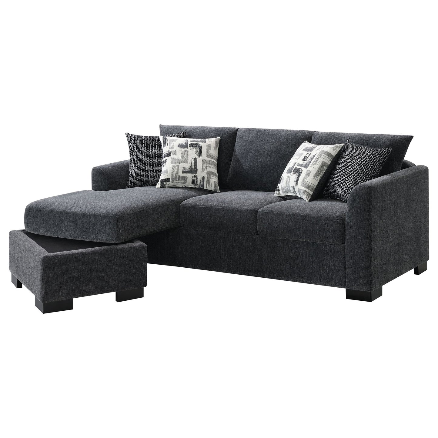 Pacheco - Upholstered Sleeper Sectional Chaise Sofa With Pocket Coils And Reversible Cushions - Dark Gray