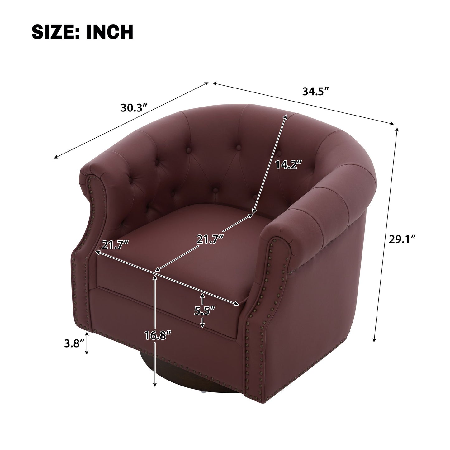 360° Swivel Accent Chair With Curved Back