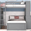 Loft Bed With A Twin Size Standalone Bed, Shelves, Desk, And Wardrobe