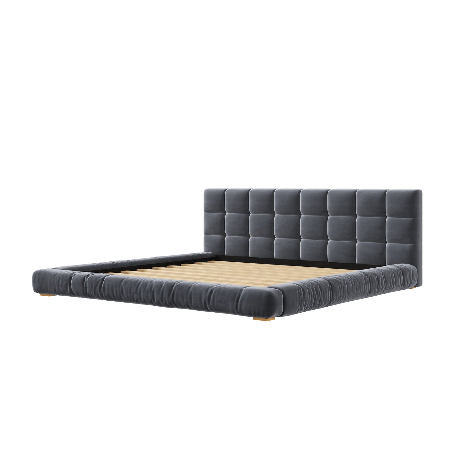 Upholstered Platform Bed Frame With Tufted Headboard