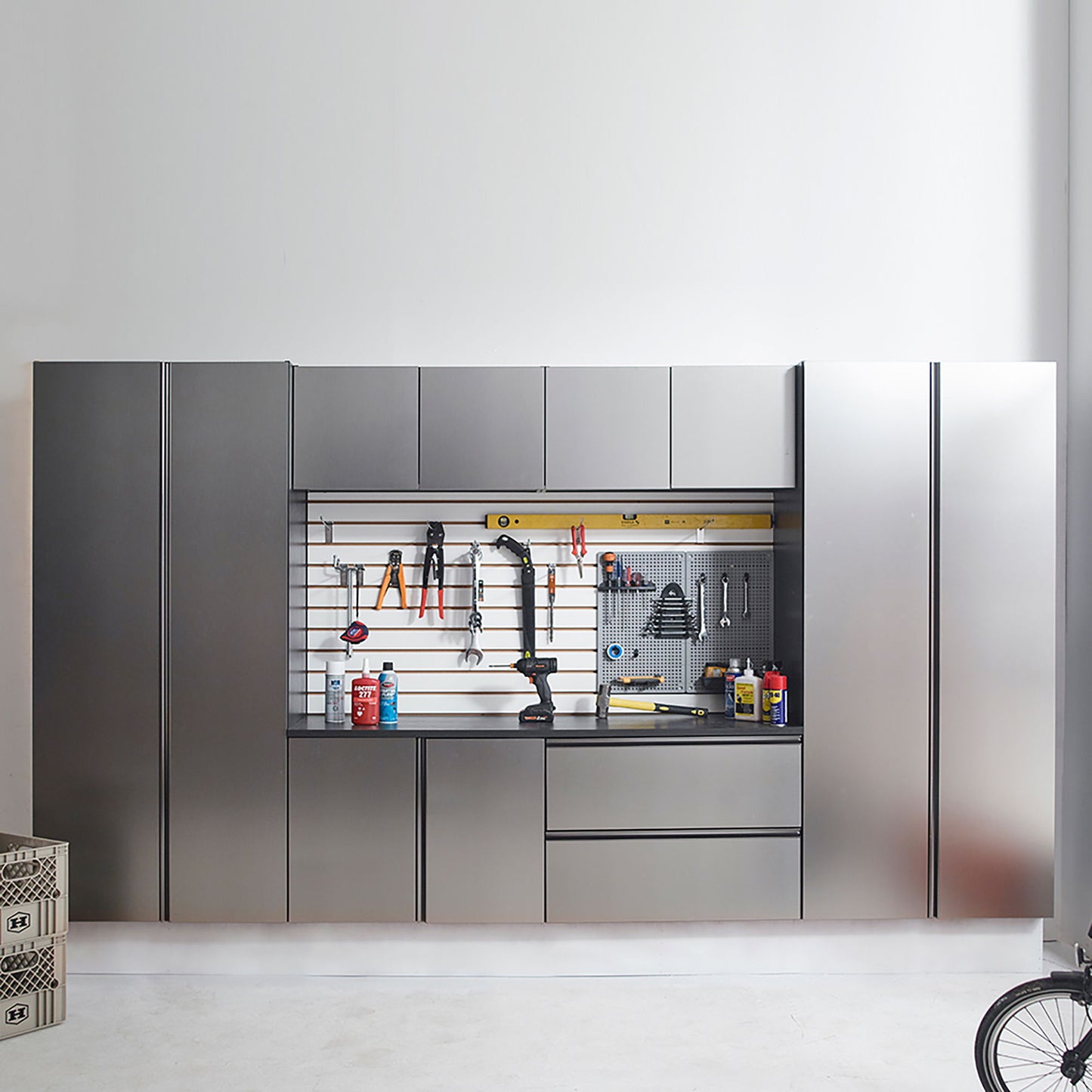Nova Series - Garage Cabinet Set A With Soft Closing Doors - Metallic Gray