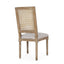 French Country Dining Chair With Rectangular Cane Backrest And Smooth Upholstered Seating
