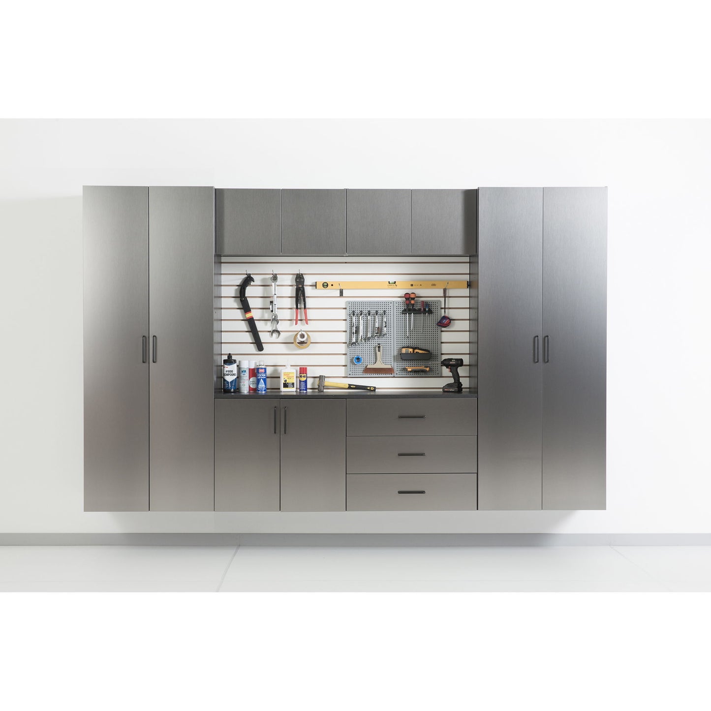 Astro Series - Wall Mounted Base, Drawer Storage Cabinet With Soft Closing Features - Metallic Gray