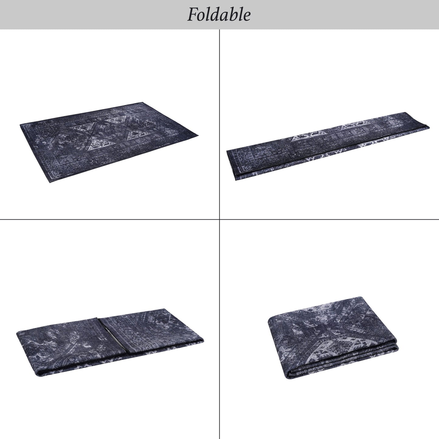 Maval - 8' X 10' Area Rug Washable - Black / Gray