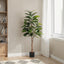 52" Tall, Artificial Plant, Rubber Tree, Indoor, Faux, Fake, Floor, Greenery, Potted, Real Touch, Decorative - Green / Black