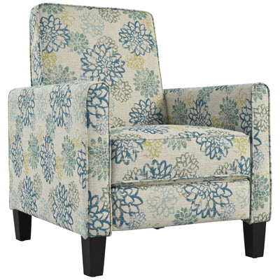 Upholstered Push Back Recliner Chair For Living Room - Blue