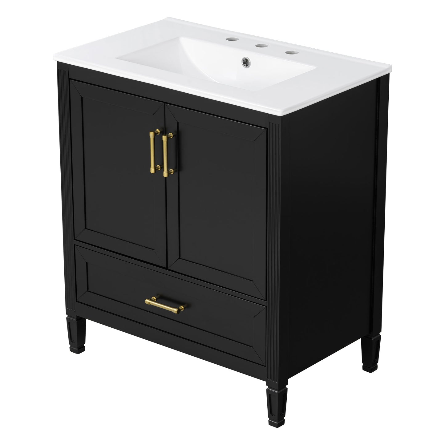 Elegant Fluted Bathroom Vanity With Sink, Soft Close Doors & Drawer