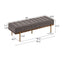 Thorian - Luxury Upholstered Ottoman Bench With Channel Tufting And Metal Base - Gold / Gray