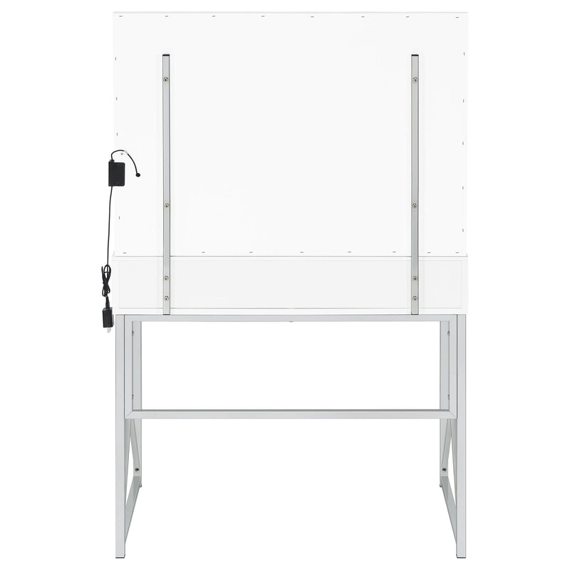 Hamlin - Makeup Vanity Table With Lighted Mirror And Padded Stool - White