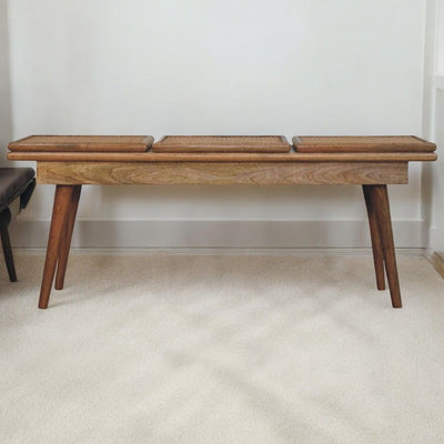Larissa - Triple Accent Cane Bench - Beige