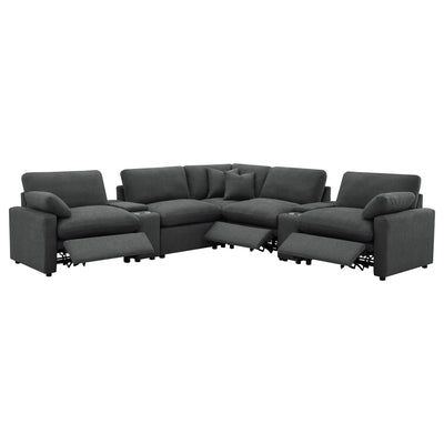 Modular Power Reclining With Lift Top Consoles, 7 Piece Configuration - Dark Gray