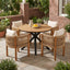 5 Piece Outdoor Dining Set With Round Table And 4 Wrapped Chairs - Black / Brown / Teak