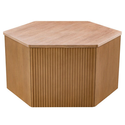 Hexagon Coffee Table With Fluted Design - Natural