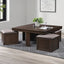 Paxton - 5 Piece Living Room Set (Storage Coffee Table With 4 Tuck-In Ottomans) - Dark Brown
