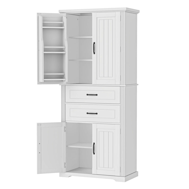 Storage Cabinet With Adjustable Shelves, 2 Drawers, Doors