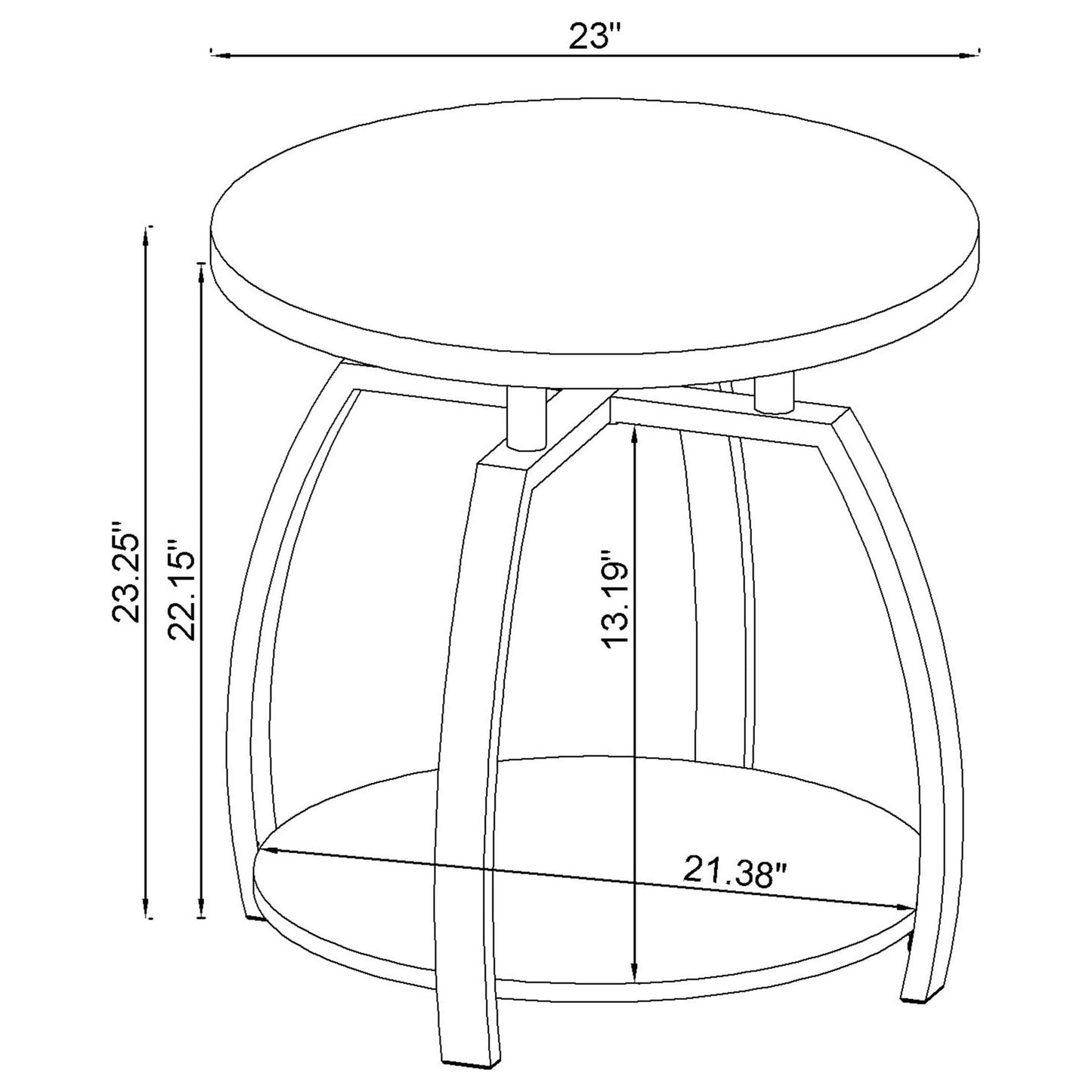 End Table With Center Shelf - Dark Gray
