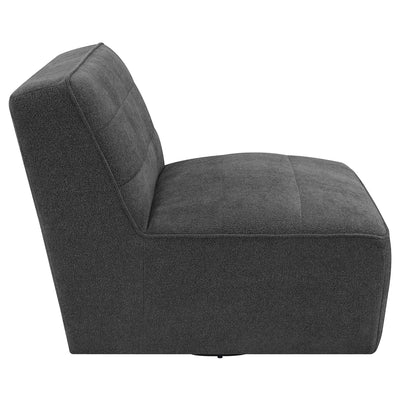 Manhattan - Swivel Tufted Chair Armless Accent Chair, 360 Degree Swivel Base - Charcoal