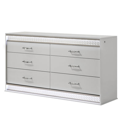 Glam - 6 Drawer Dresser & LED Lighting (Includes Dresser Only) - White