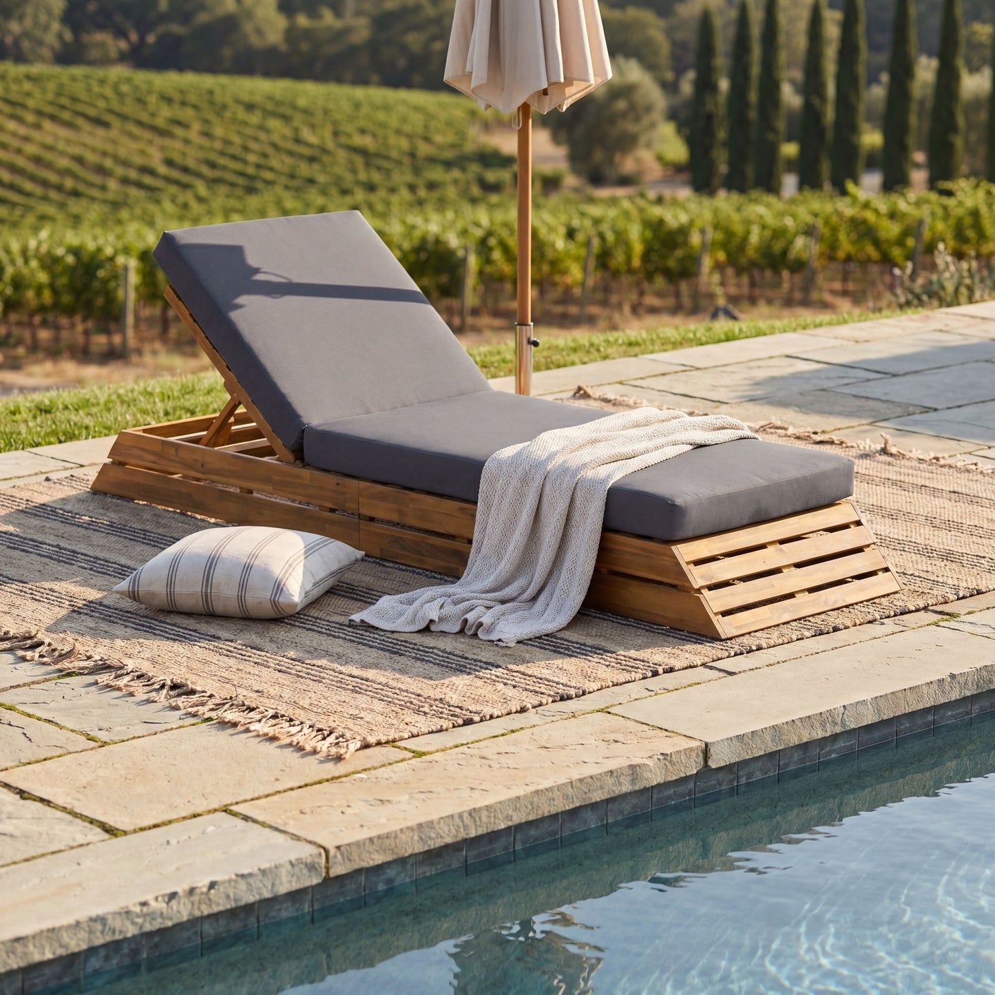 Chaise Lounge Set With 2 Fold Cushion