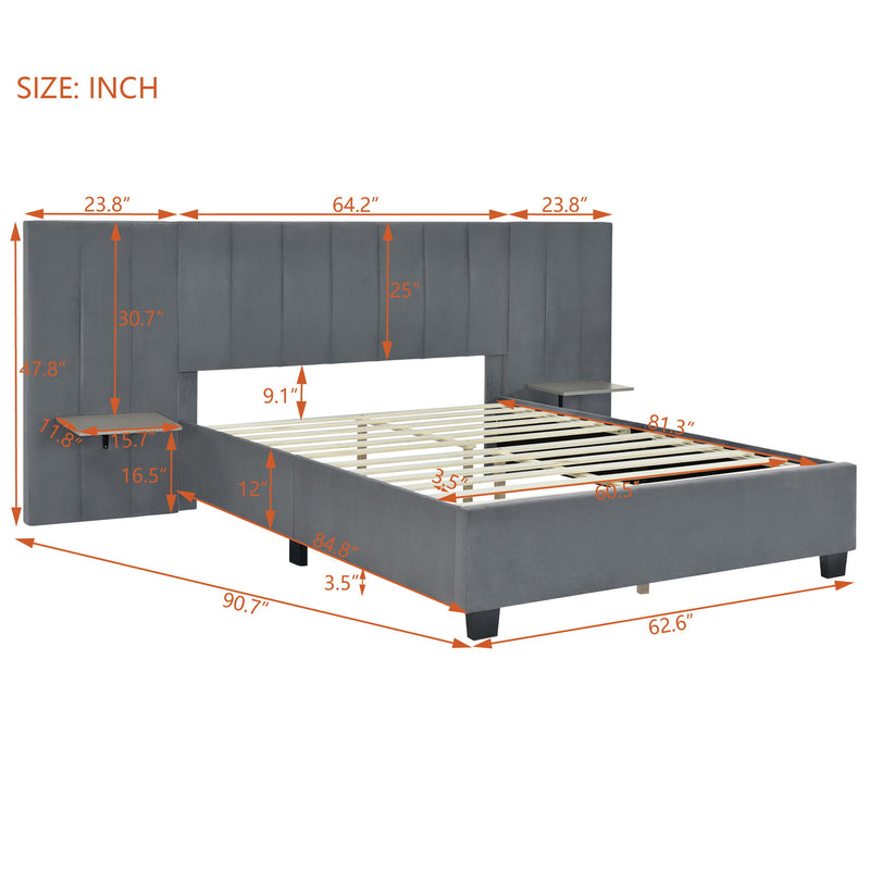 Upholstered Platform Bed With Big Headboard