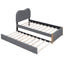 Upholstered Platform Bed With Wood Supporting Feet And Trundle