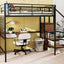 Loft Bed With Desk And Grid, Stylish Frame With Lateral Storage Ladder And Wardrobe