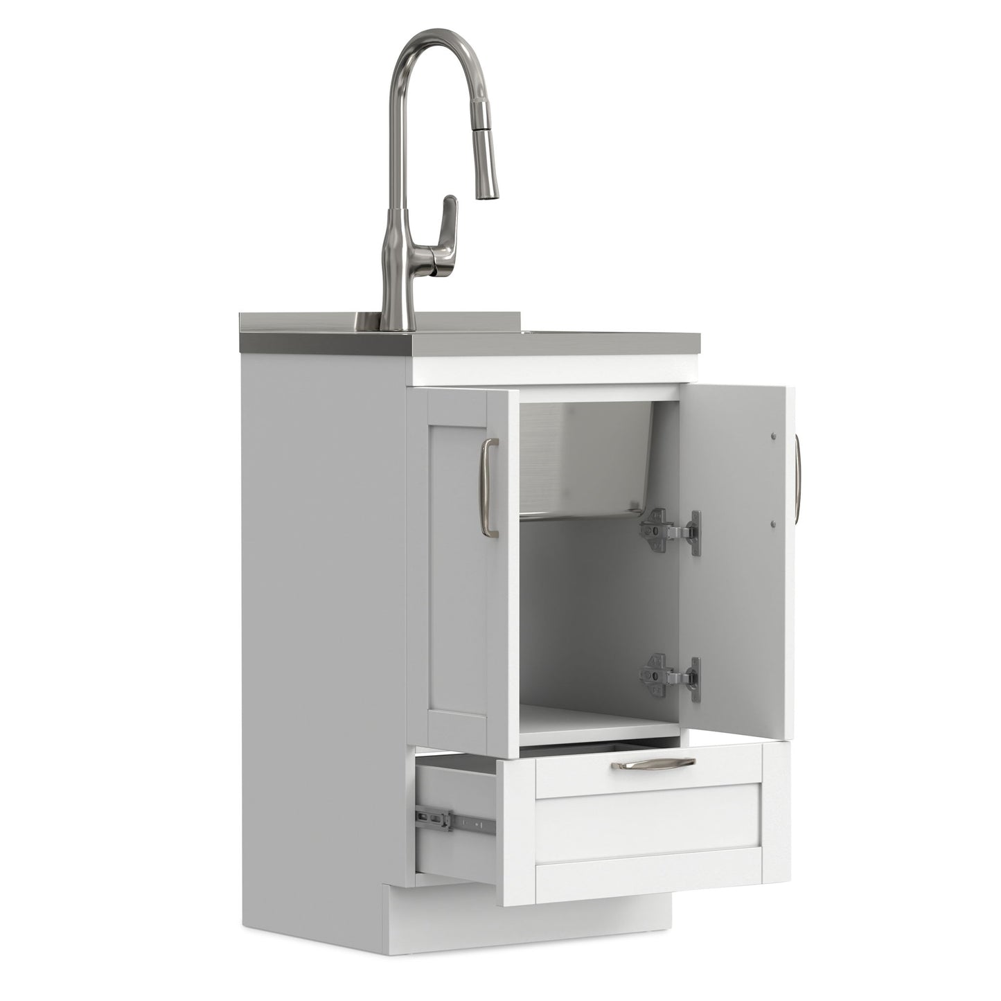 Reed - Deluxe Laundry Cabinet With Pull-Out Faucet And Stainless Steel Sink